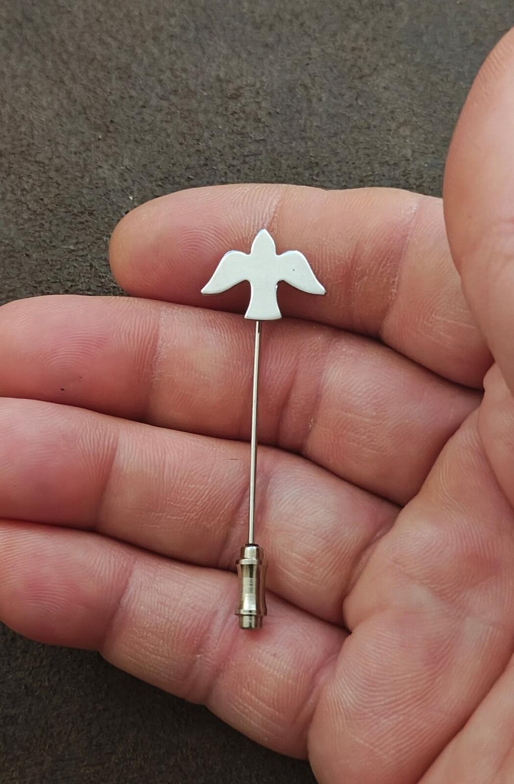 1970s Silver Tone Dove Stick Pin