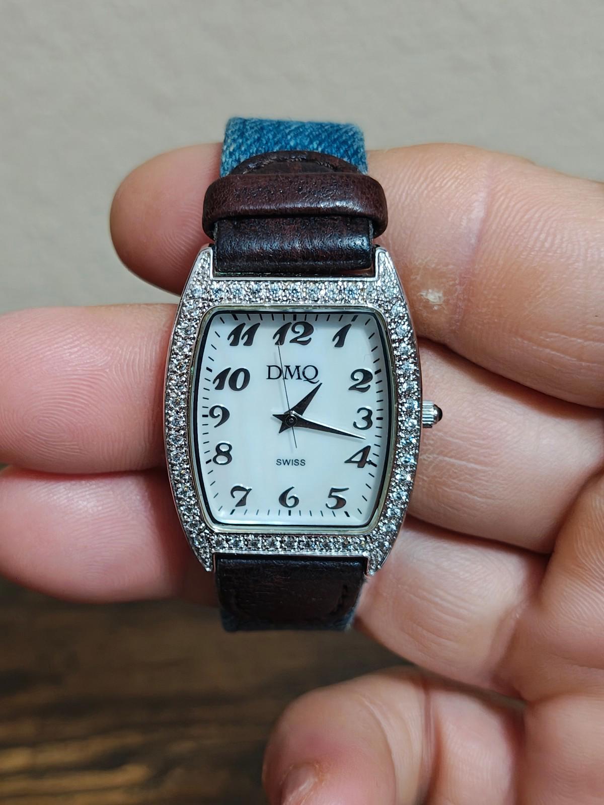 1990s DMQ Quartz Ladies' Swiss Watch With Crystal Accented Bezel