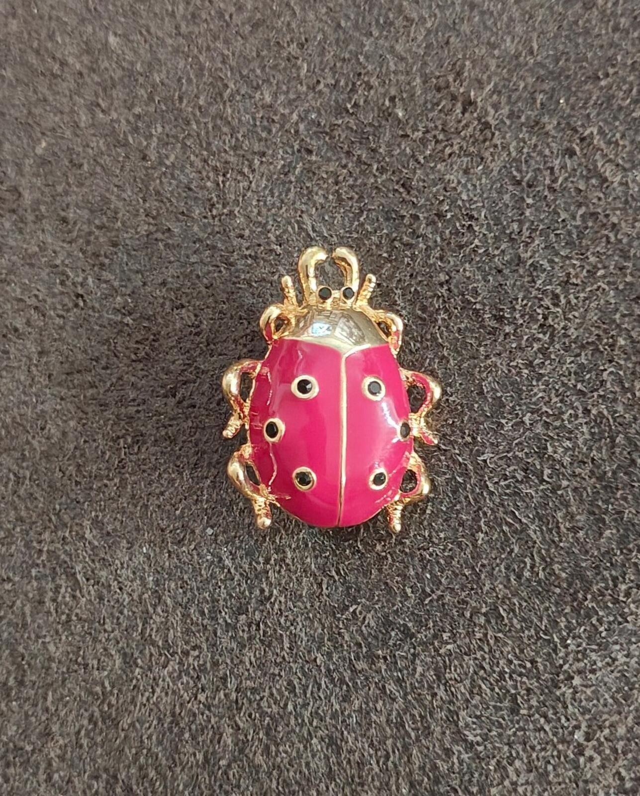 1980s Gold Tone With Red Enamel Ladybug Brooch, a highly collectible