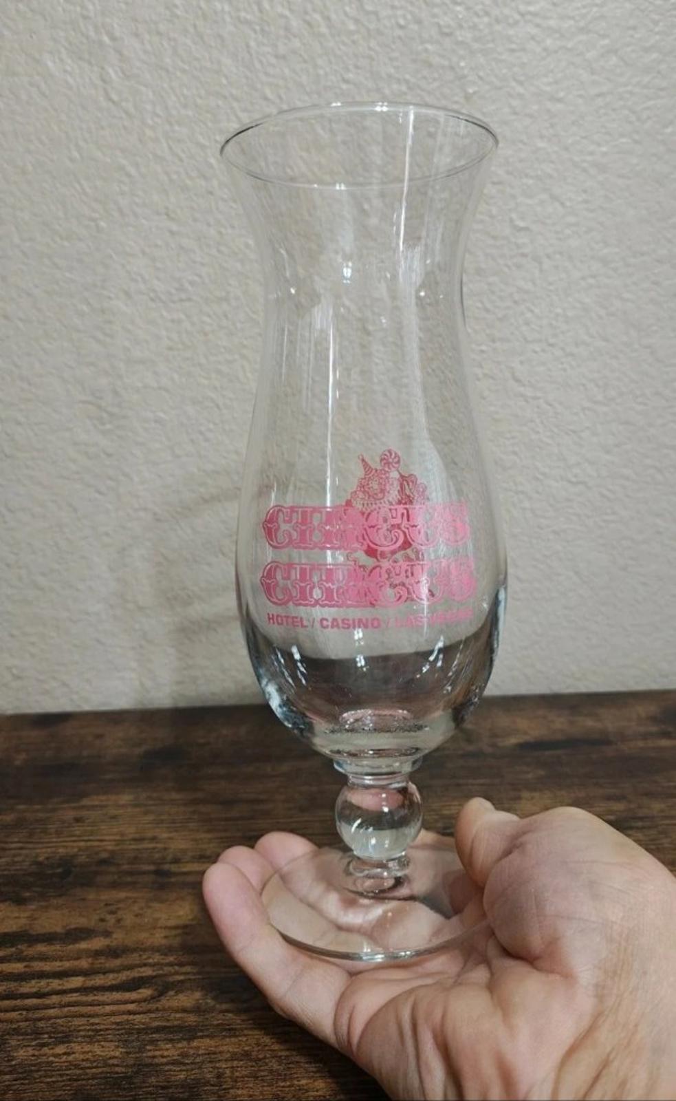 1990s Vintage Rare Circus Circus Hotel & Casino in Las Vegas Hurricane Glass.
