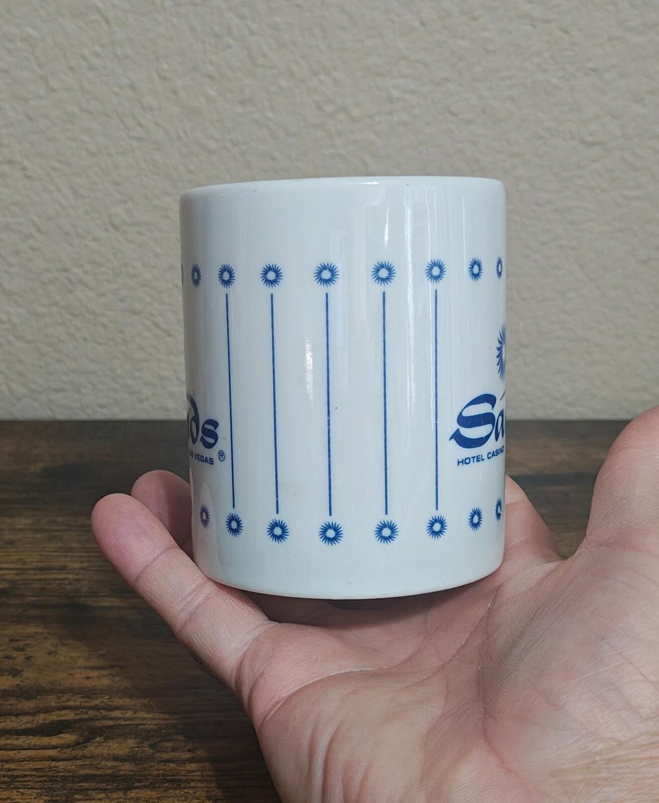 1970s/80s Sands Hotel & Casino Las Vegas  White & Blue 10 oz Ceramic Mug