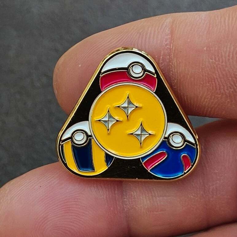 Dragon Ball & Pokemon Crossover Design Gold Tone Enamel Pin