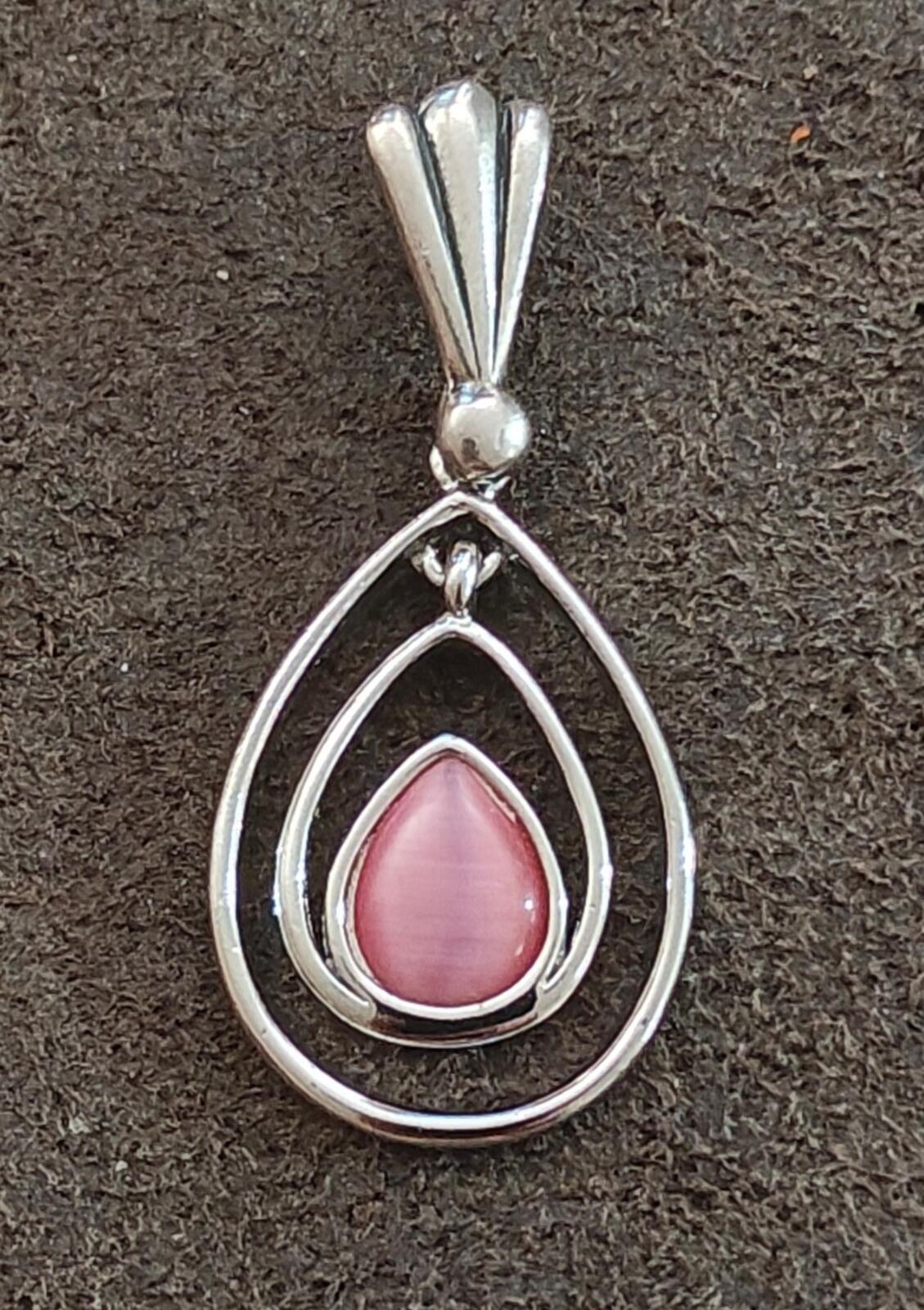2000s Silver Tone Lia Sophia "Cotton Candy" Teardrop Pendant