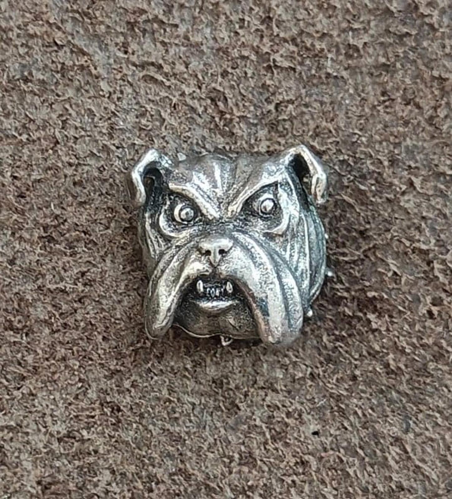 1980's Bulldog Dog Head Pewter Pin