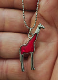 1970s Adult Jewels Brand Red Enamel Giraffe Pendant Necklace