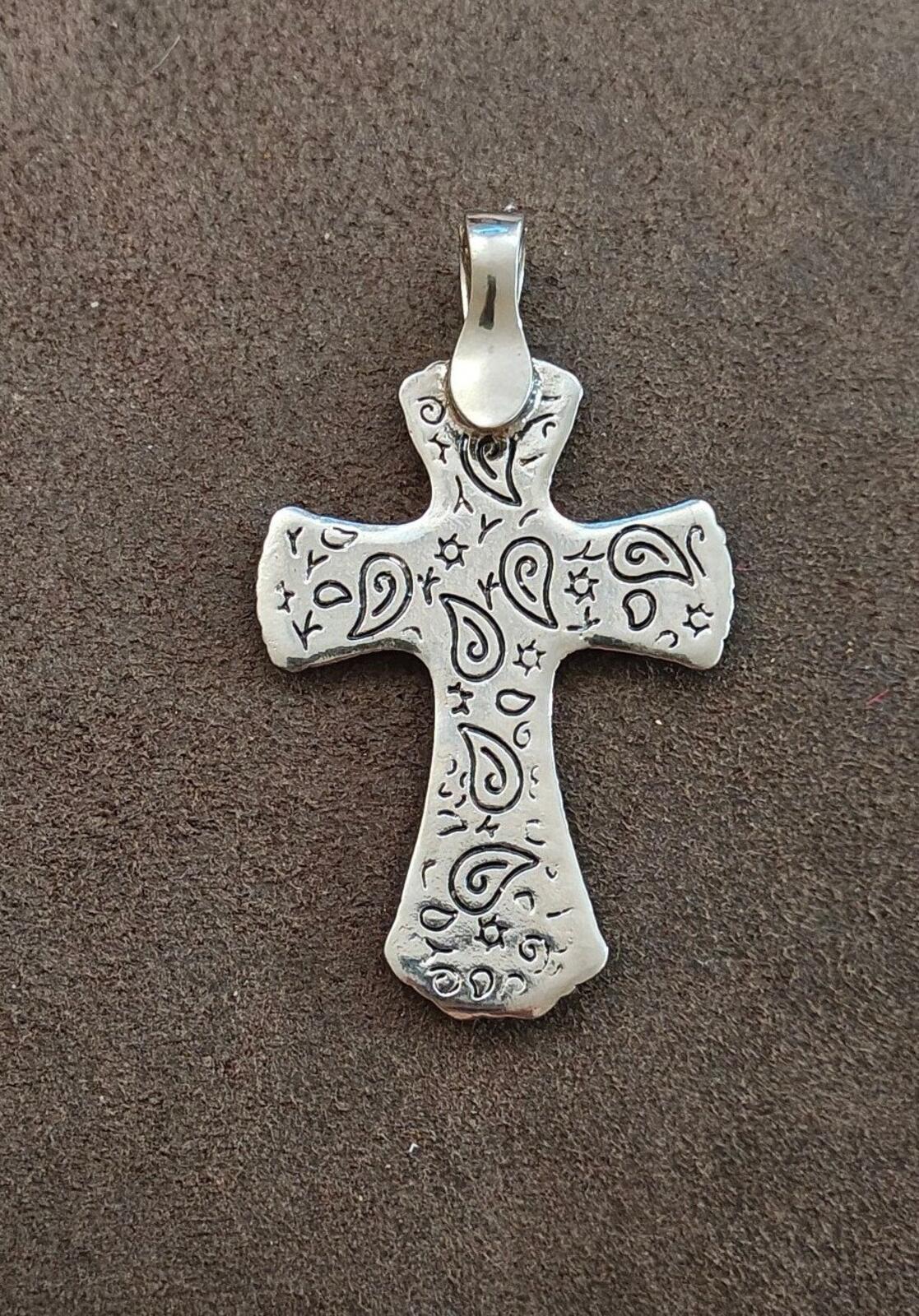 Western Style Pink Zebra Hair Inlay Cross Pendant With Rhinestones