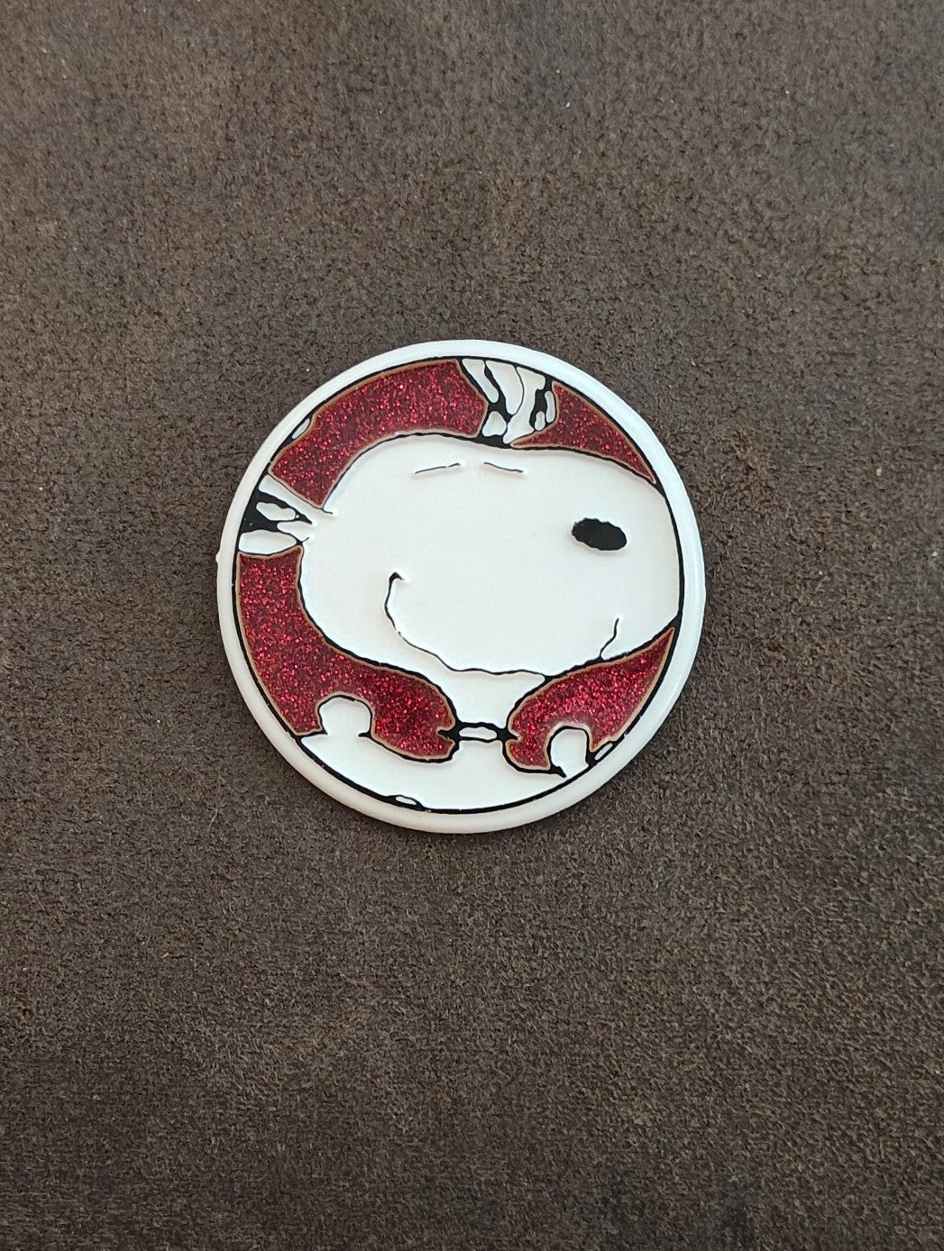 1970s Peanuts Snoopy Large Enamel Glitter Pin