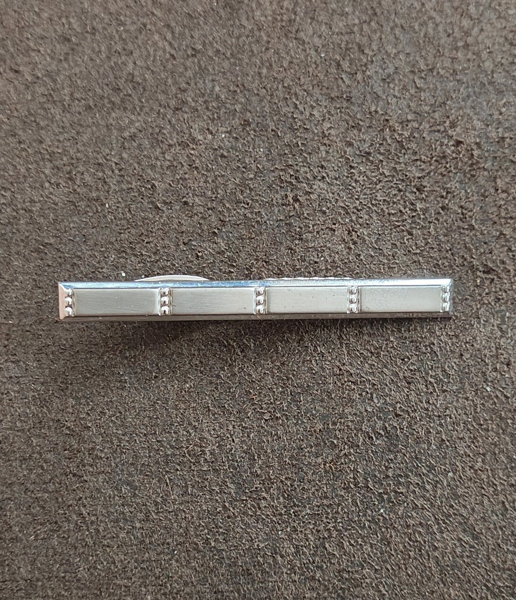1950s/60s Hickok USA Silver Tone Modernist Panel Tie Bar Clip