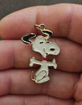 1970s Snoopy Gold Tone Enamel Charm Pendant