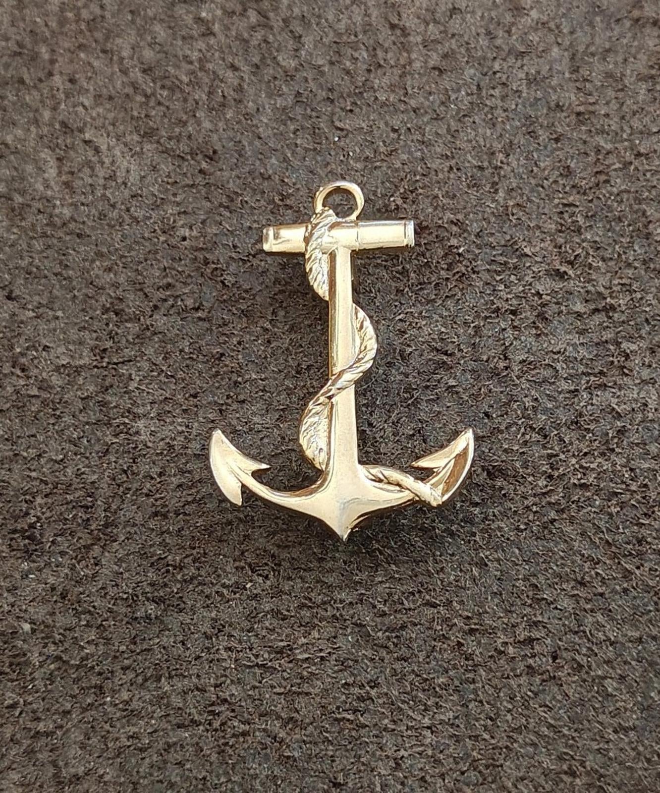 Gold Tone Anchor Pin & Pendant