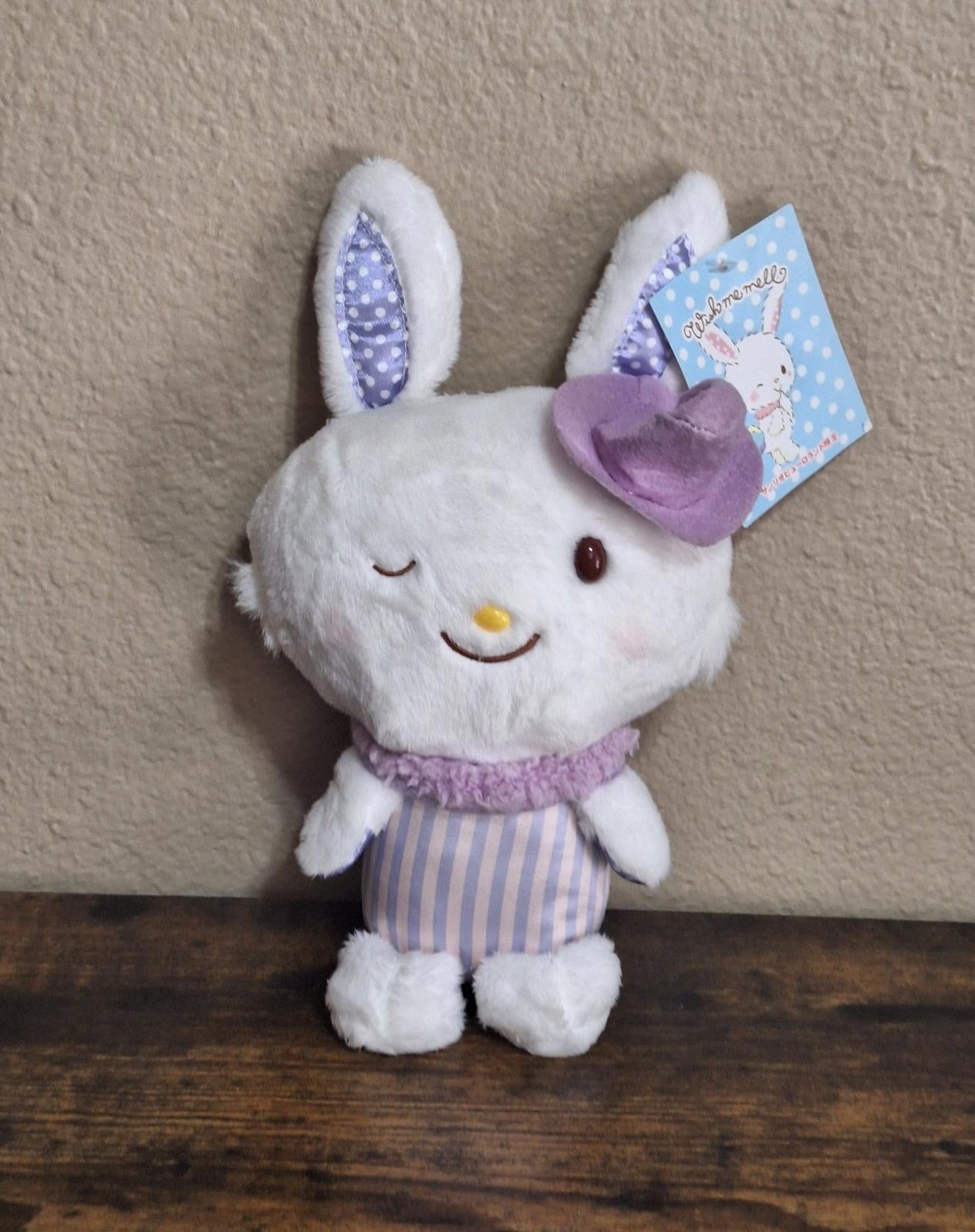 Cute Rare Wish Me Mell Sanrio Purple Hat Plush Striped Conjuror Magician Bunny.