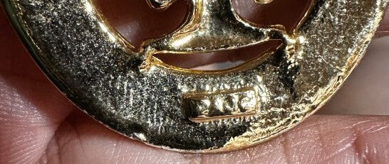 1990s AJC Signed Gold Tone Fruit Basket Cornucopia Brooch Pin