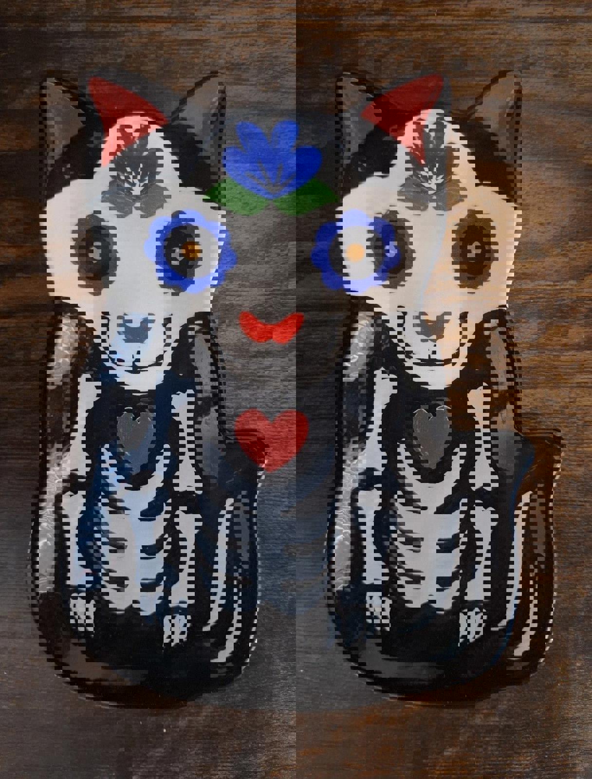 Three 3D Black Sugar Skull Skeleton/Day Of The Dead Trinket Plates