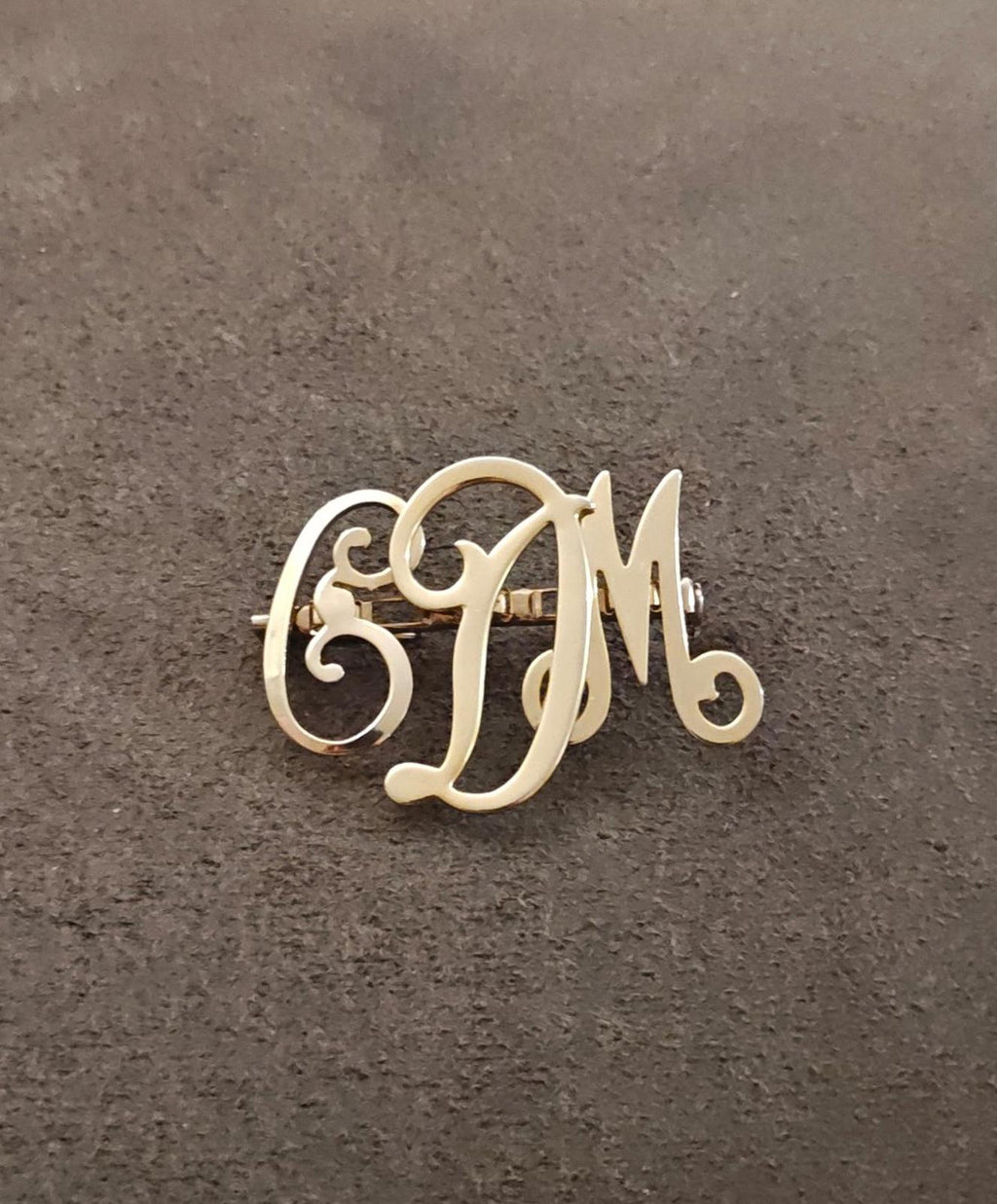 1950s Monogram Initial EDM Gold Tone Brooch Pin.