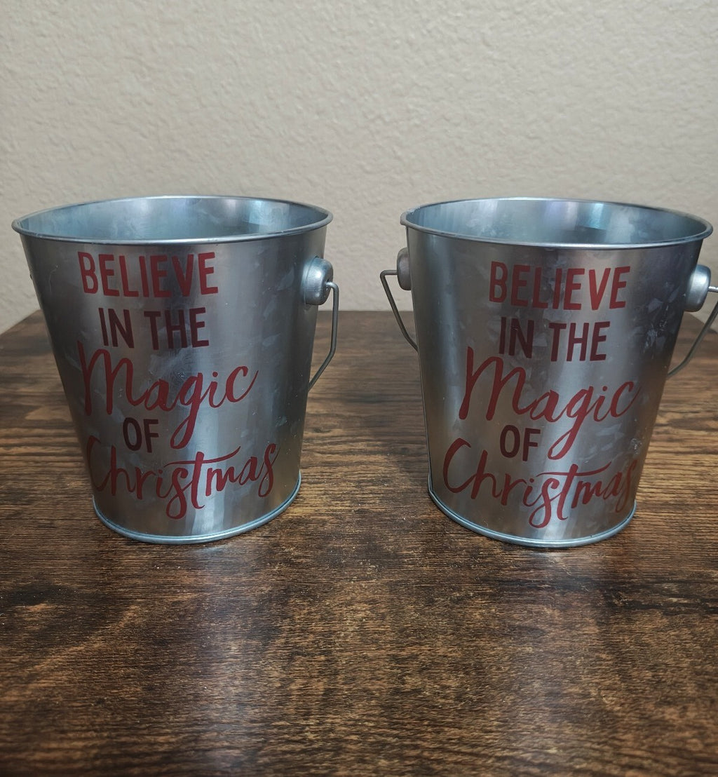 Mini Christmas Galvanized Metal Tin Pail Buckets