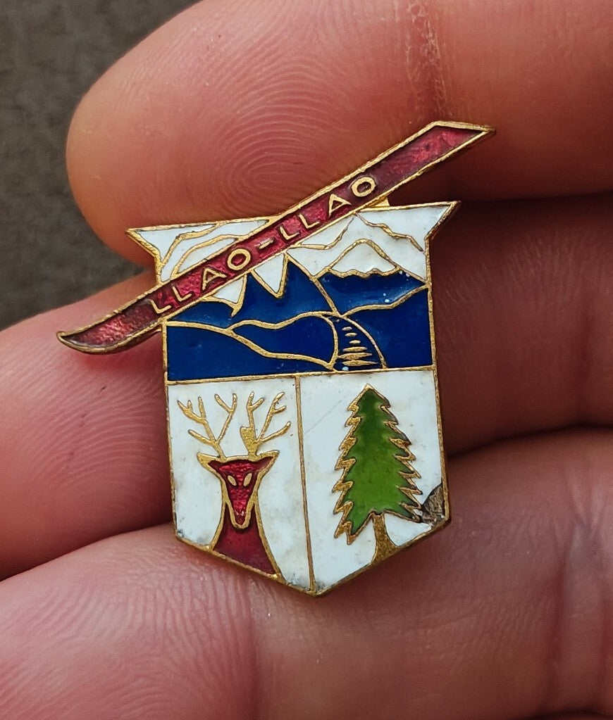 1940s LLAO LLAO Ski Resort Argentina Gold Tone Enamel Pin