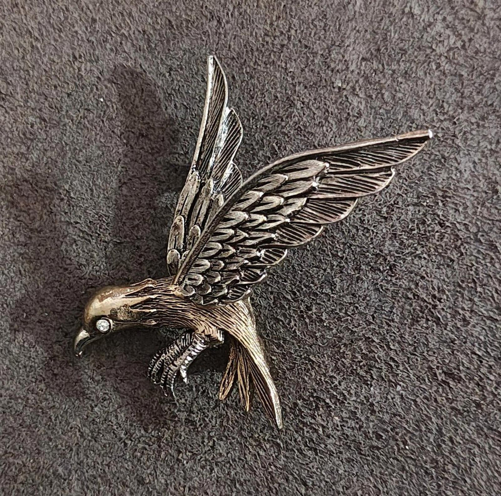 1960's Signed Art Pepper Two Tone American Eagle Patriotic Brooch Pin