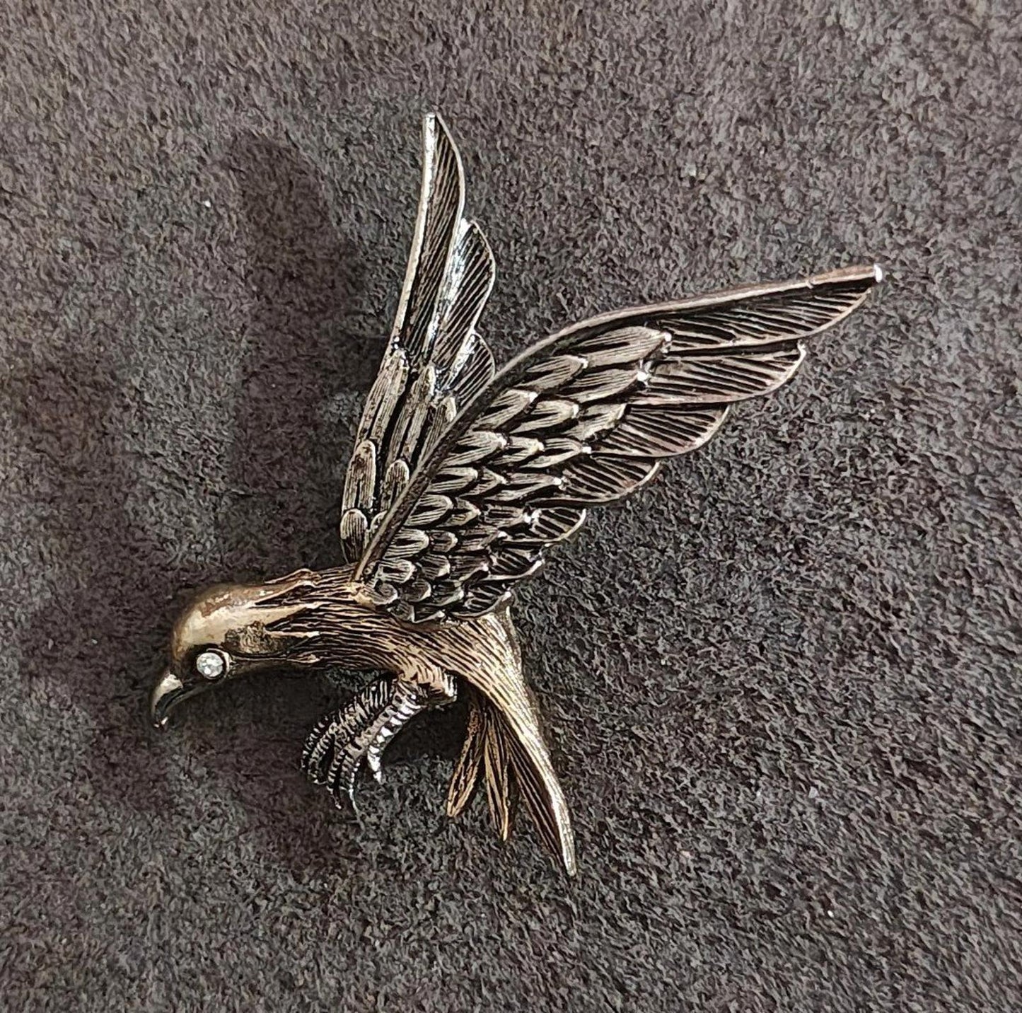 1960's Signed Art Pepper Two Tone American Eagle Patriotic Brooch Pin