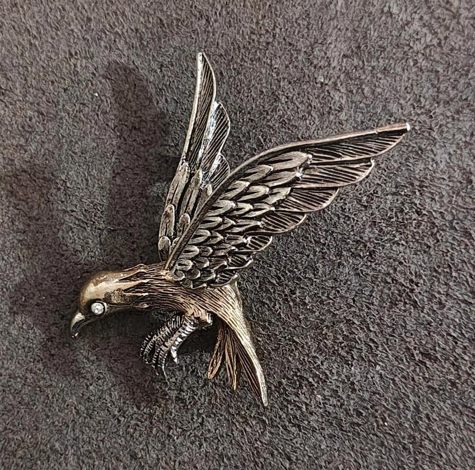 1960's Signed Art Pepper Two Tone American Eagle Patriotic Brooch Pin