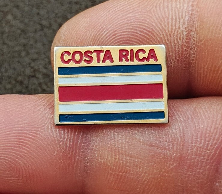 1980s Costa Rica Flag Gold Tone Enamel Travel Souvenir Pin