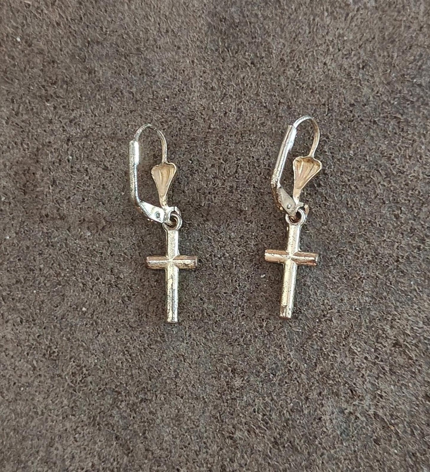 1980's Cross Gold Tone Dangle Earrings