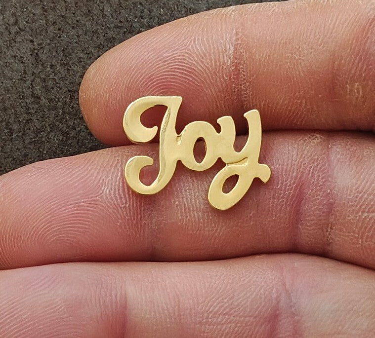 1980s Gold Tone Cursive "Joy" Script Pin