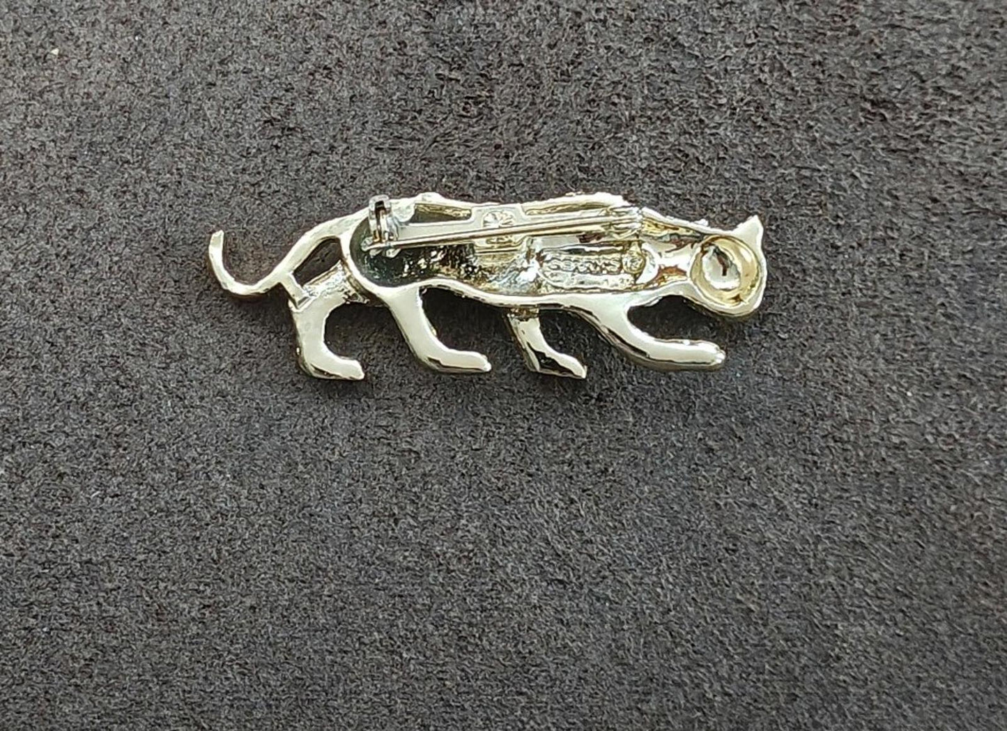 1980s Vintage Gerry's Silver Tone Textured Leopard Brooch Pin