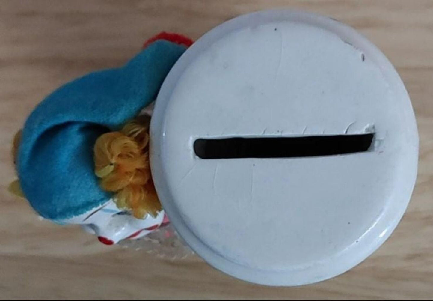 Vintage Porcelain Clown Leaning On A Pillar Coin Bank