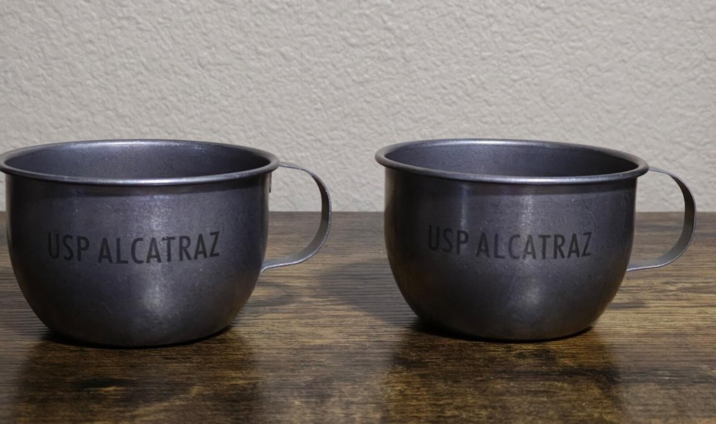 2 Replica USP Alcatraz Inmate Stainless Steel Drinking Cups/Mugs