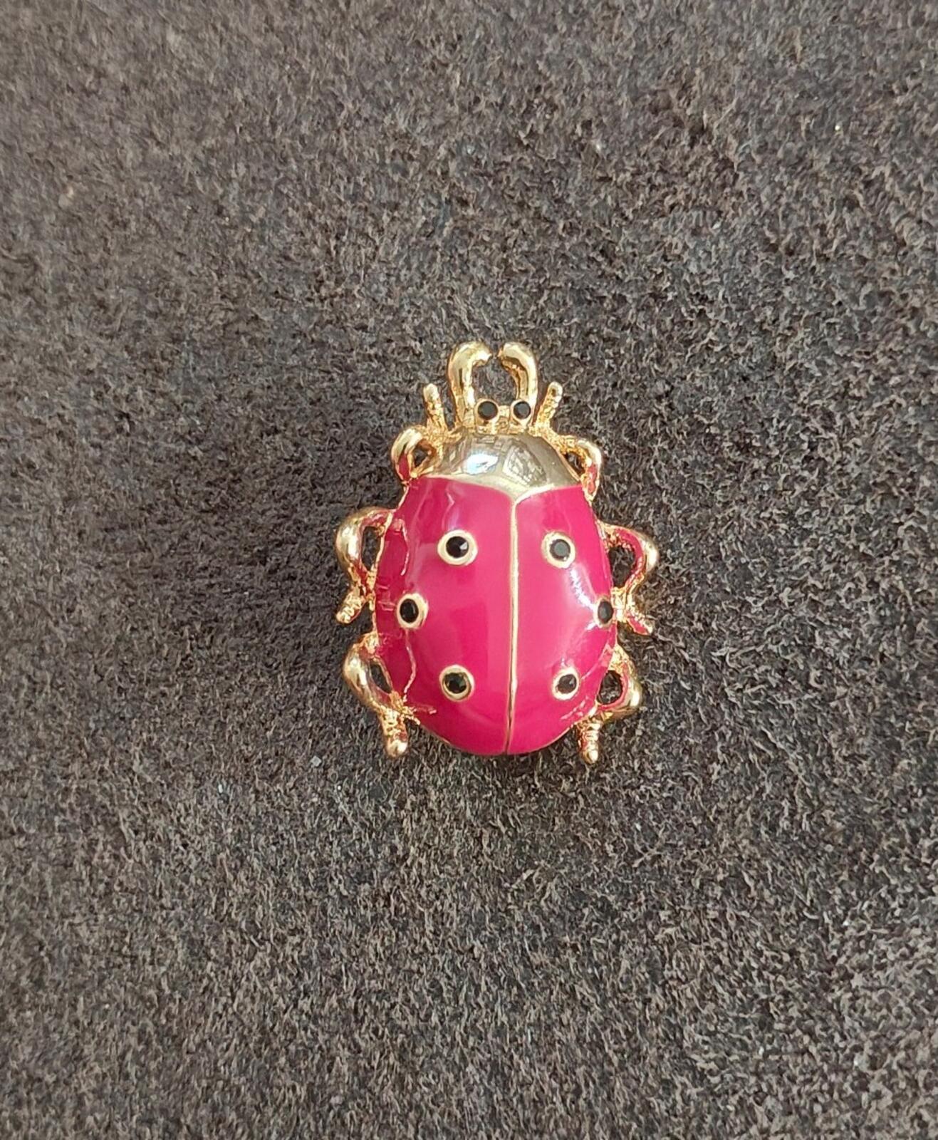 1980s Gold Tone With Red Enamel Ladybug Brooch, a highly collectible