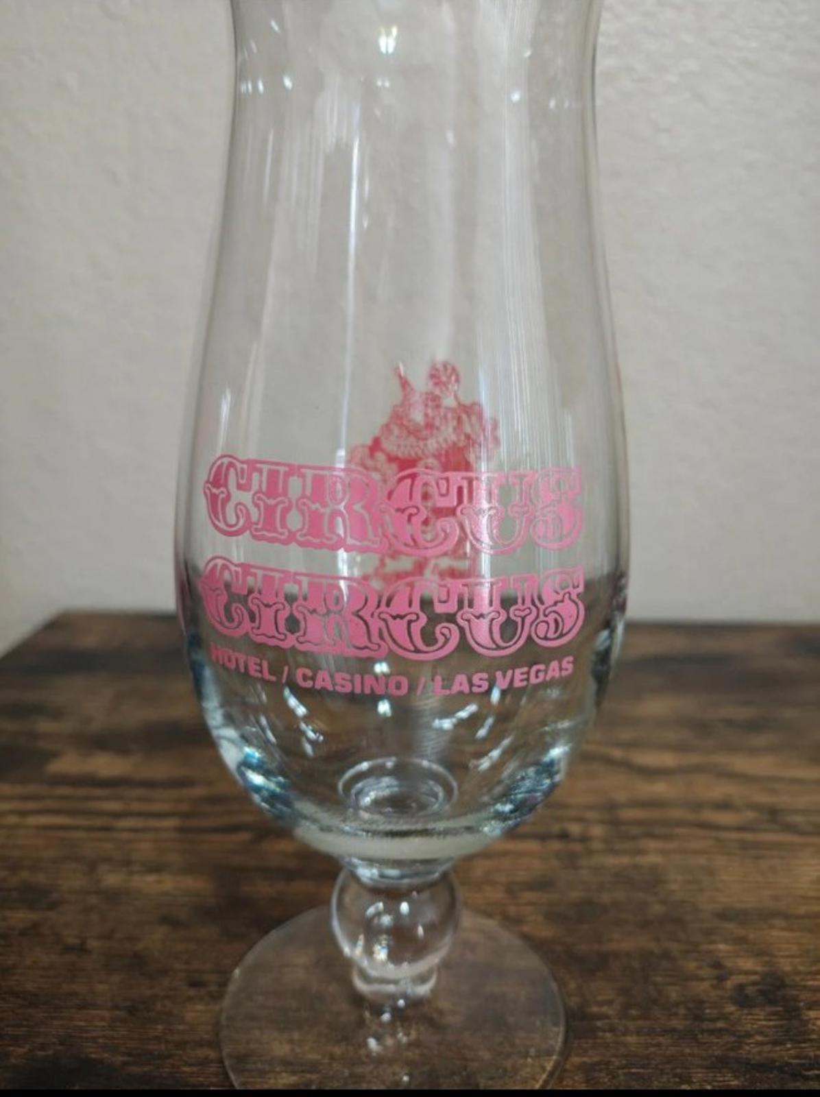 1990s Vintage Rare Circus Circus Hotel & Casino in Las Vegas Hurricane Glass.