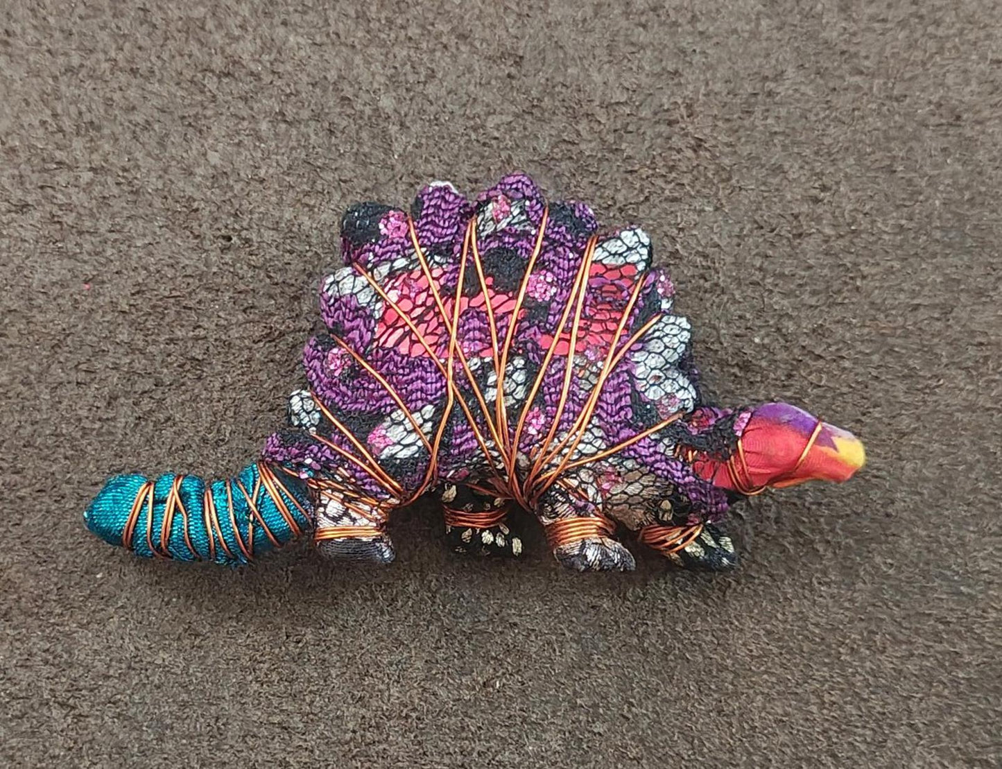 Handcrafted Stegosaurus/Dinosaur Figurine Brooch