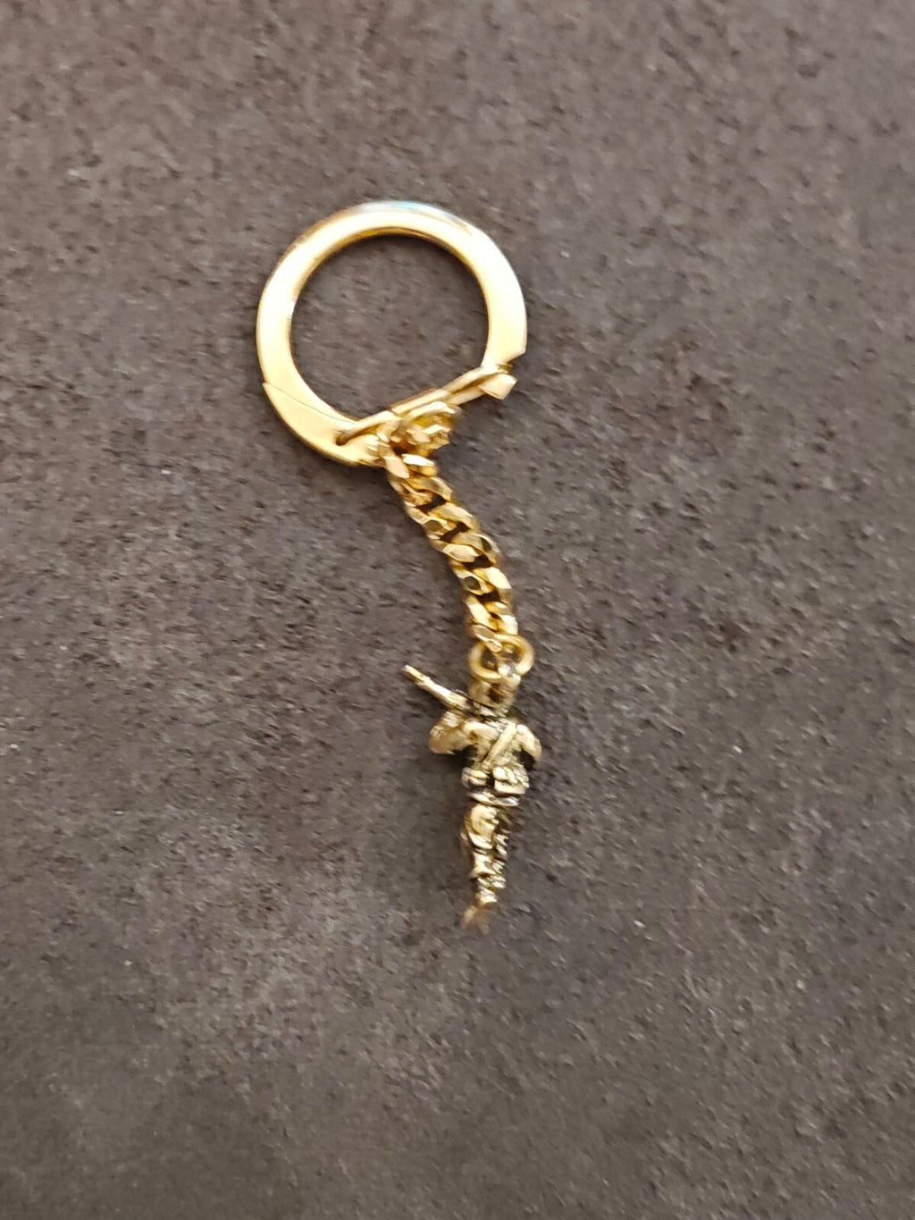 1990s Rare Gold Tone Tactical Soldier Miniature Figurine Keychain
