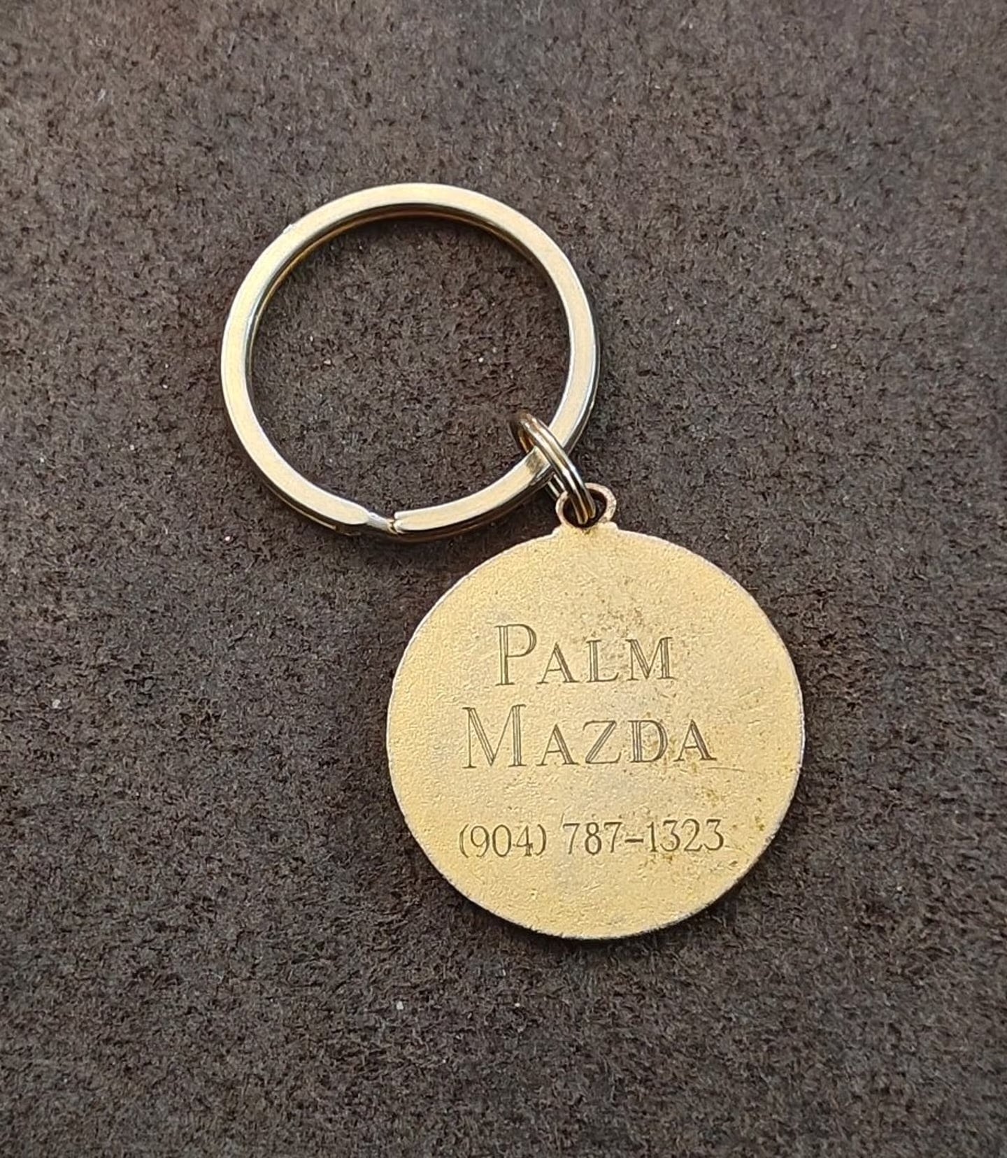 1980s Vintage Rare Gold Tone With Black Enamel Mazda Keychain