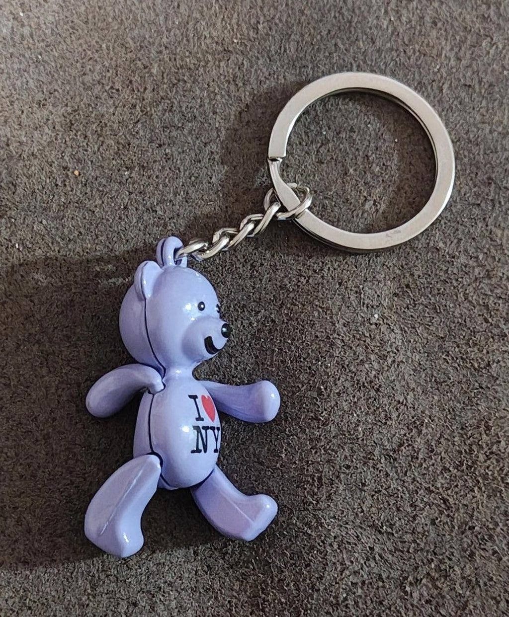 I Love NY Purple Teddy Bear Keychain With Movable Arms & Legs Keychai