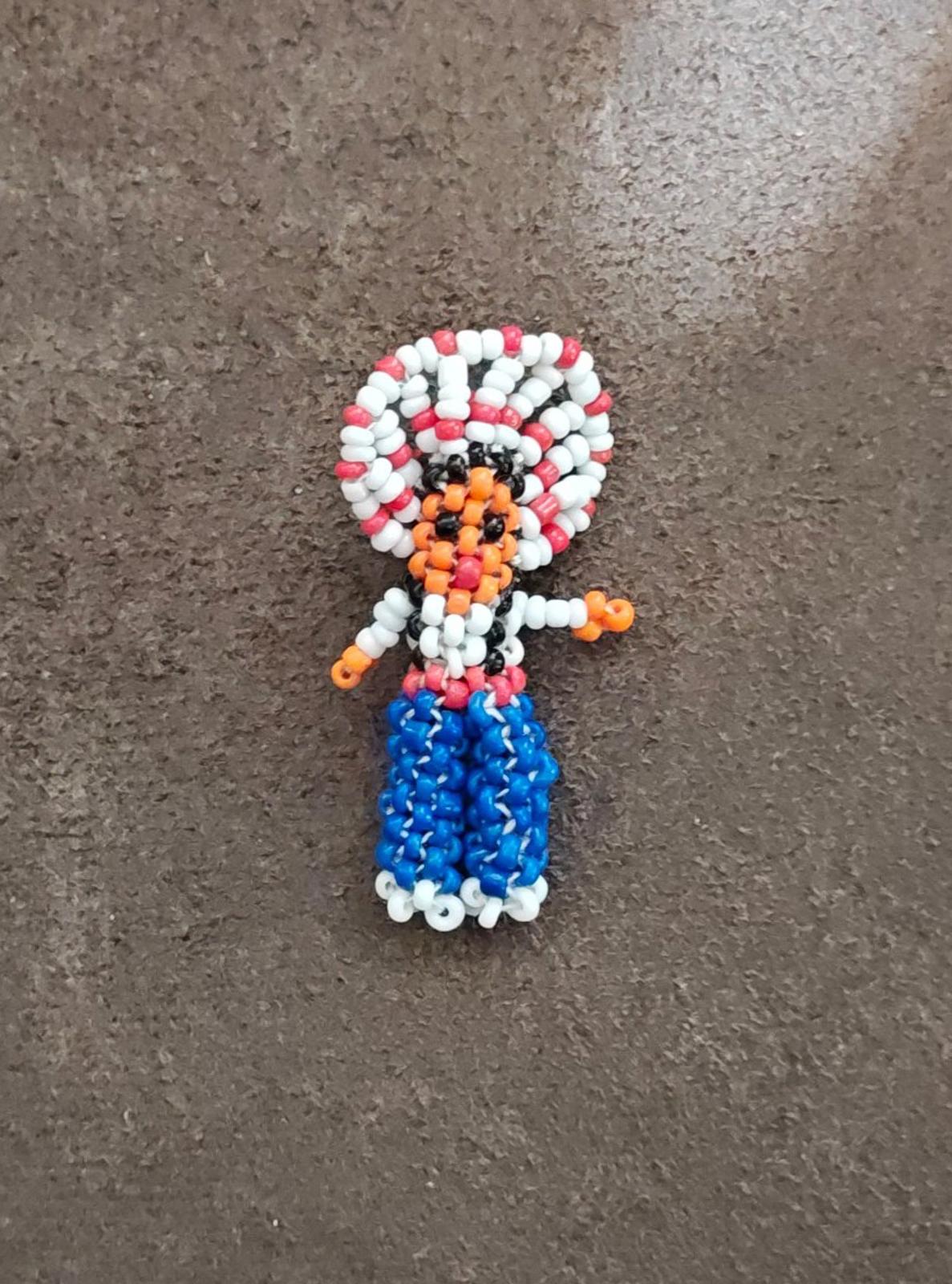 1960s/70s Handcrafted  Native American Seed Bead Figure Brooch