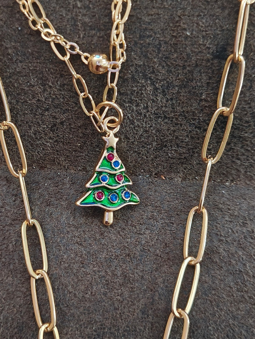 Retired Gold Tone Christmas Charm Layered Necklace NWT