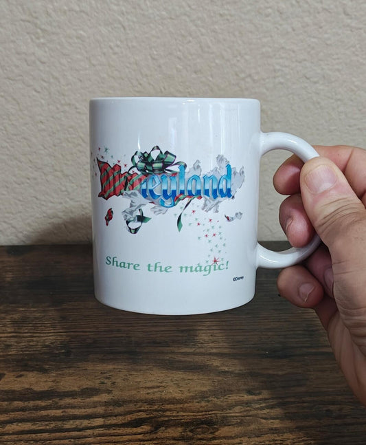 1997 Disneyland "Share The Magic" 11 oz White Ceramic Mug