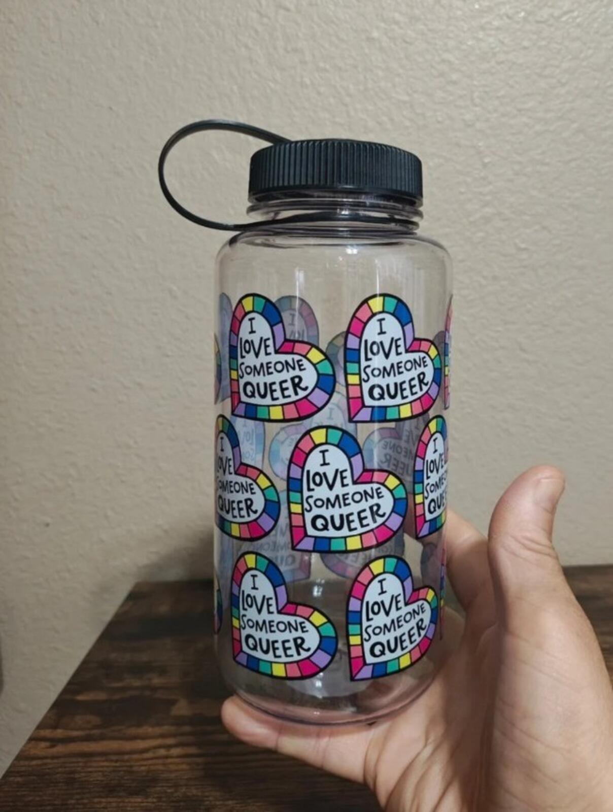 Colorful I Love Someone Queer Anna Parade BPA Free 32 oz Plastic Water Bottle.