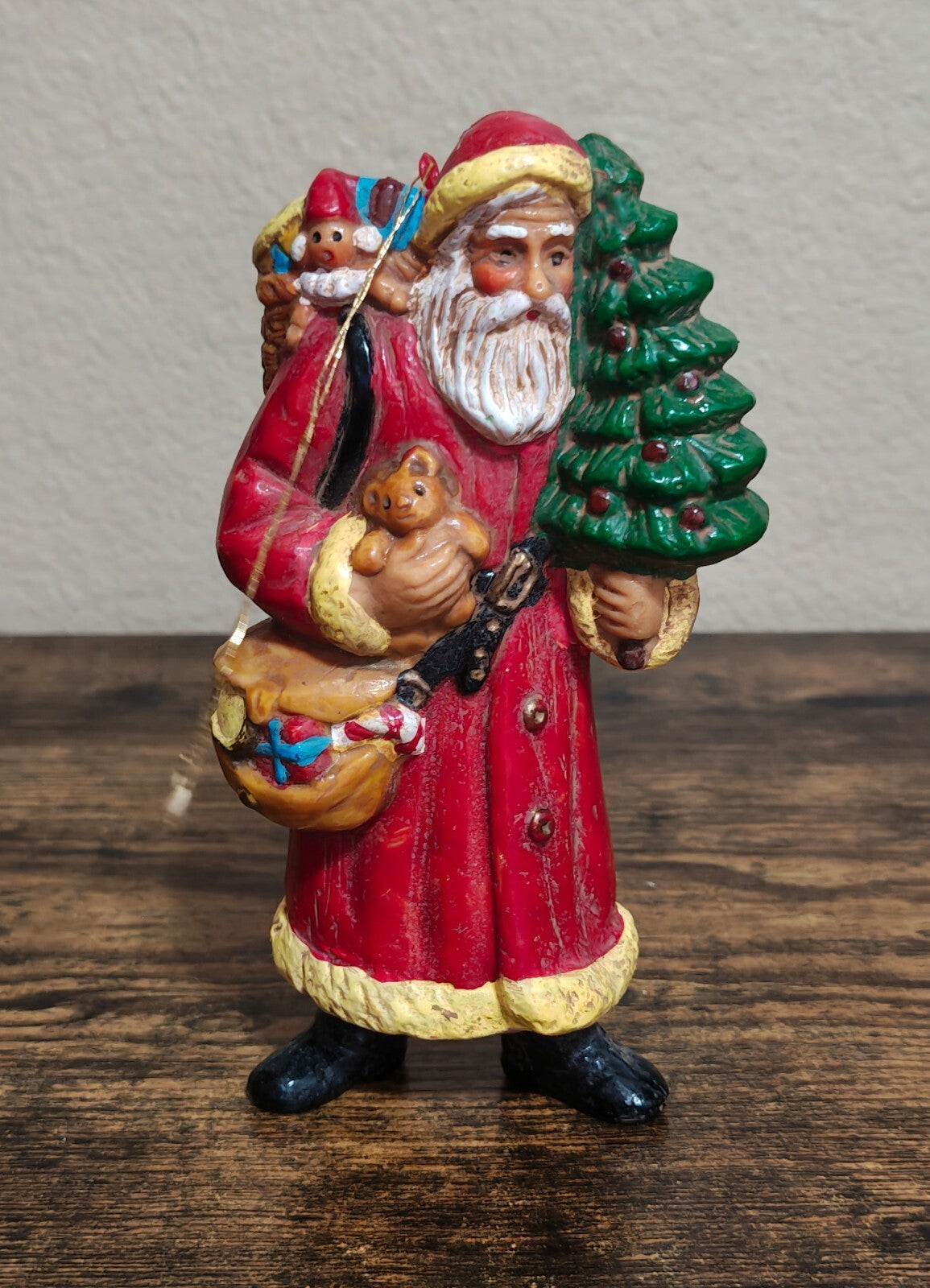 1980s Molded Plastic Santa Claus Figurine Ornament