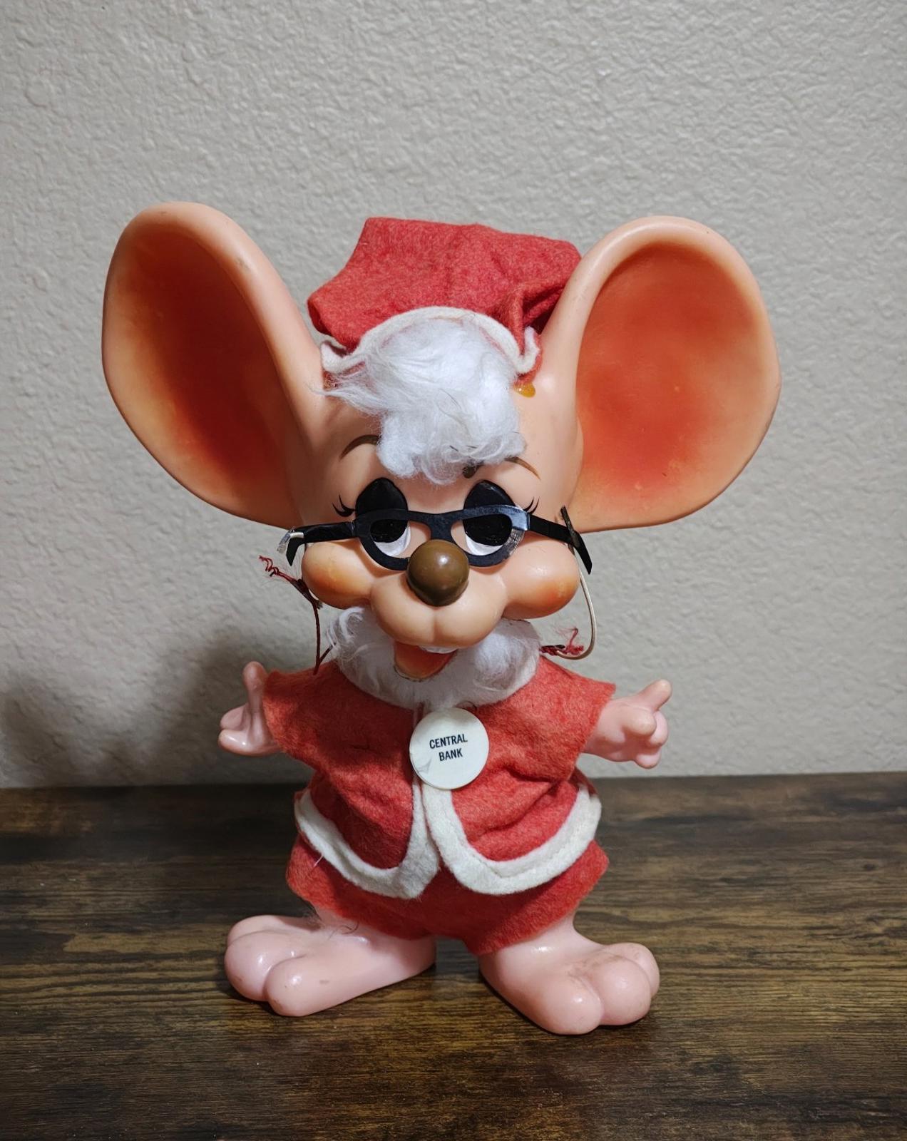 1970 Vintage Roy Des of Florida Big Ear Mouse Dressed In A Santa Claus Suit Bank