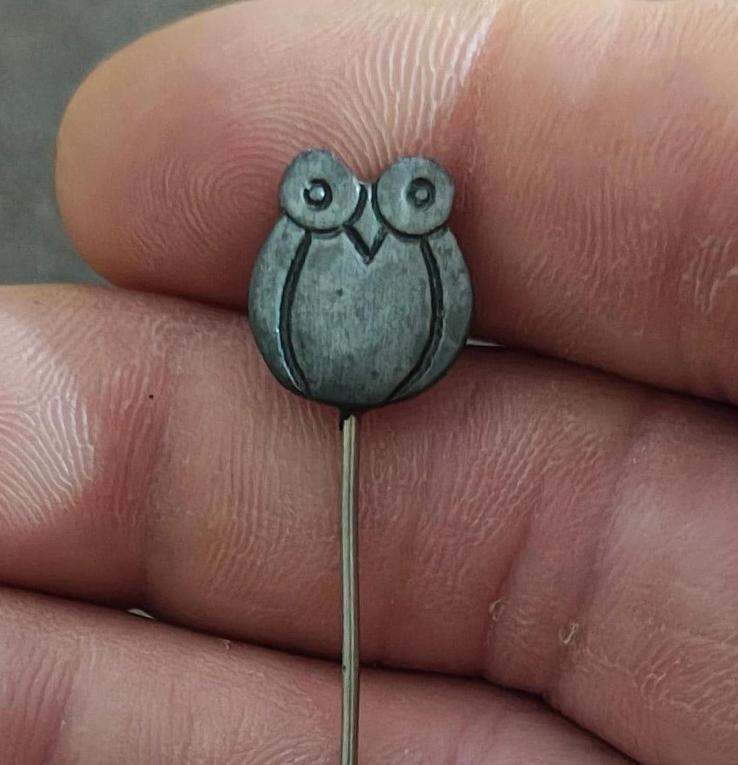 1970's Pewter Owl Stick Pin