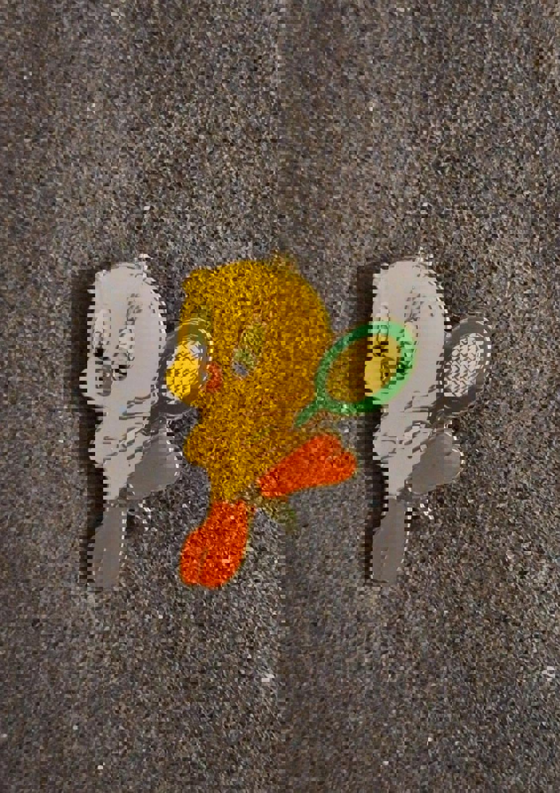 1980's Tweety Bird Playing Tennis Enamel Pin