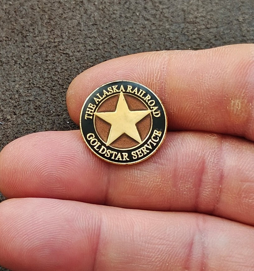 Alaska Railroad Goldstar Service Gold Tone Enamel Pin