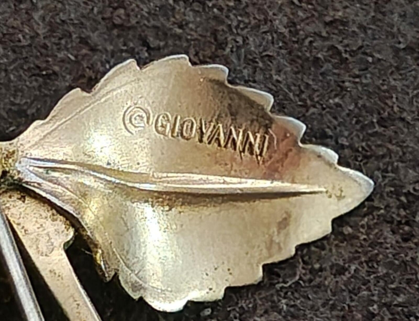 1960s Signed Giovanni Gold Tone Rose Brooch