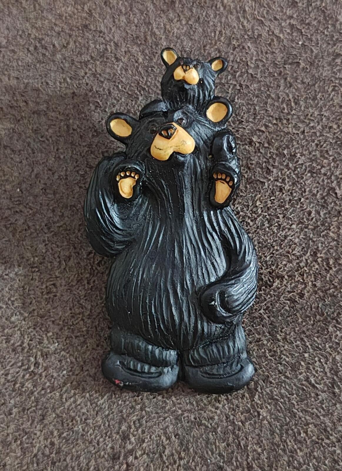 1980s Mama Bear & Baby Black Bear Plastic Pin