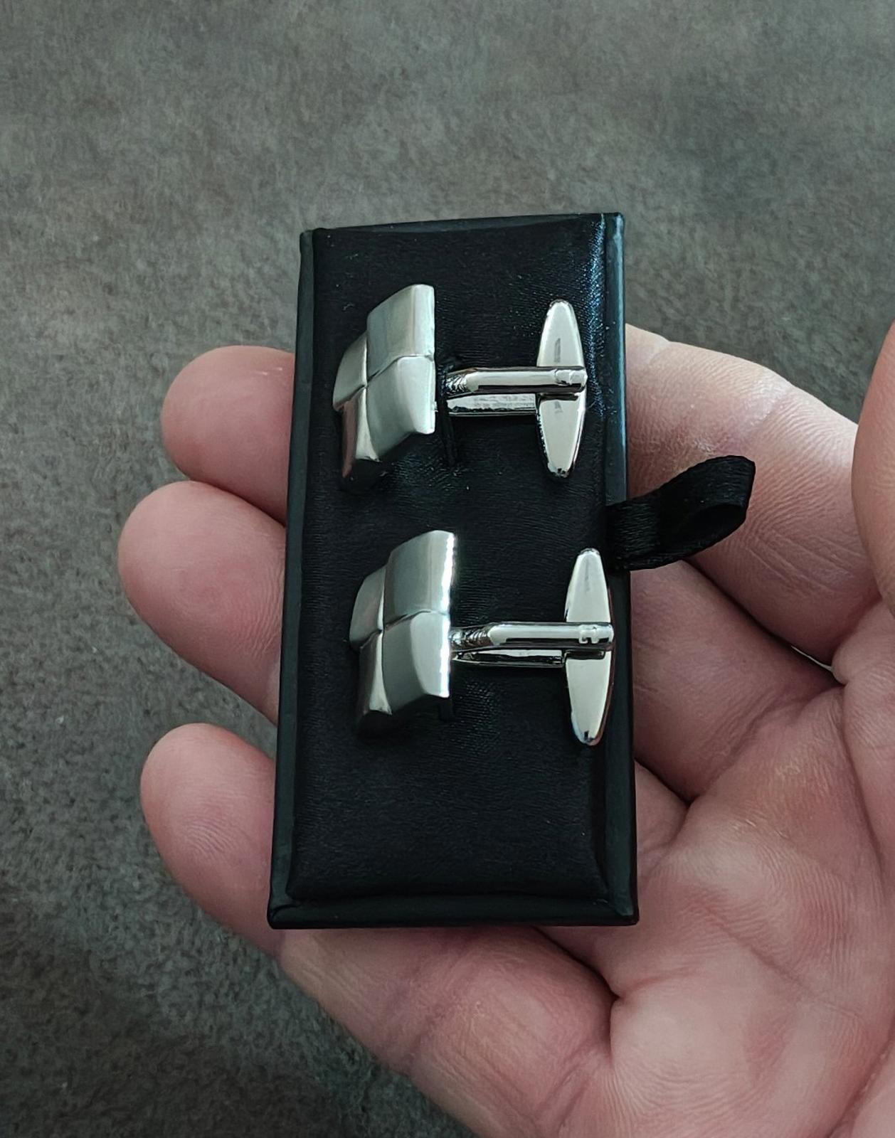 Cylindrical Patterned Stainless Steel Brushed Cuff Links