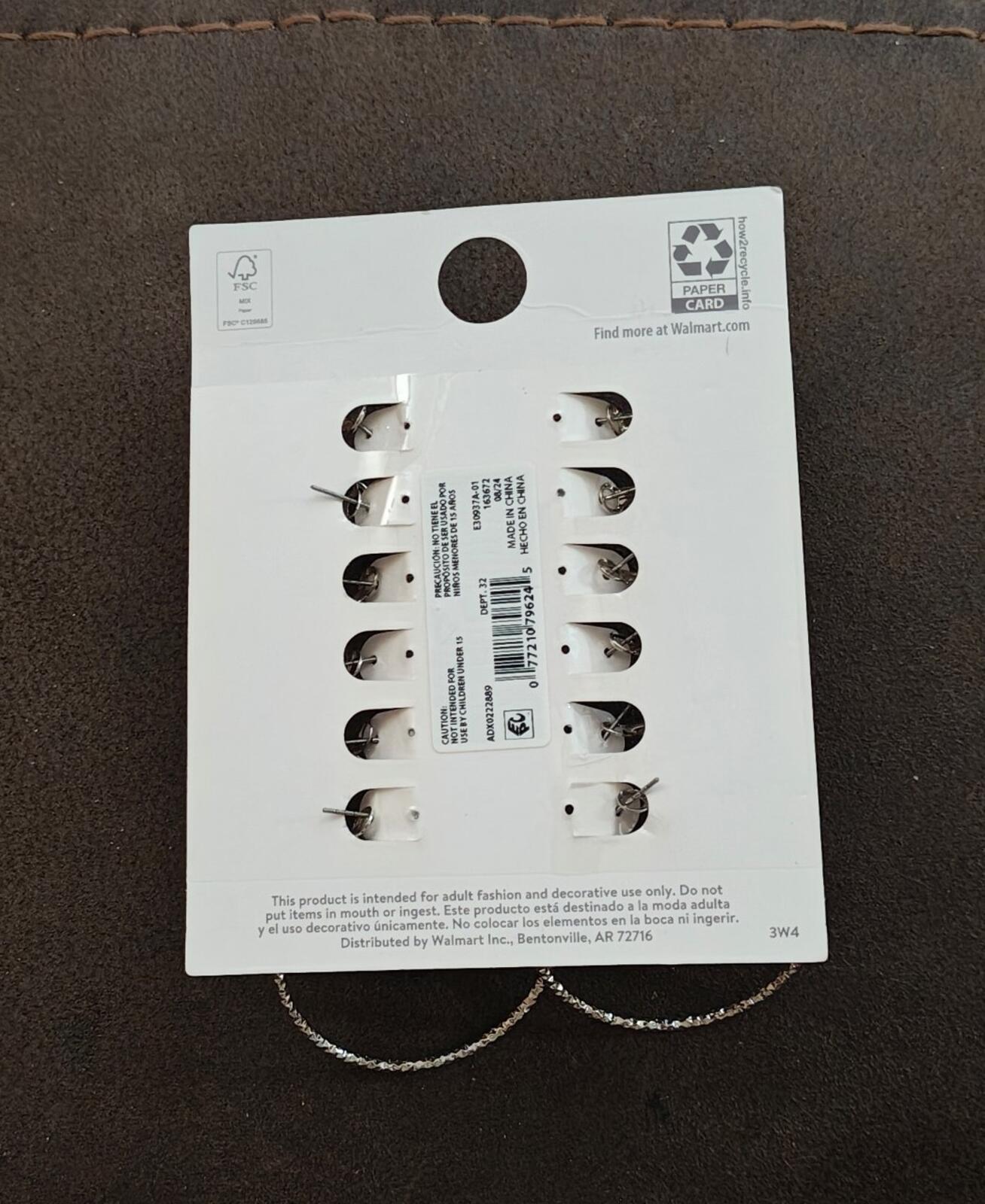 Time & Tru Women's Silver Tone Textured & Smooth Hoop Earring Set, 6-Piece New