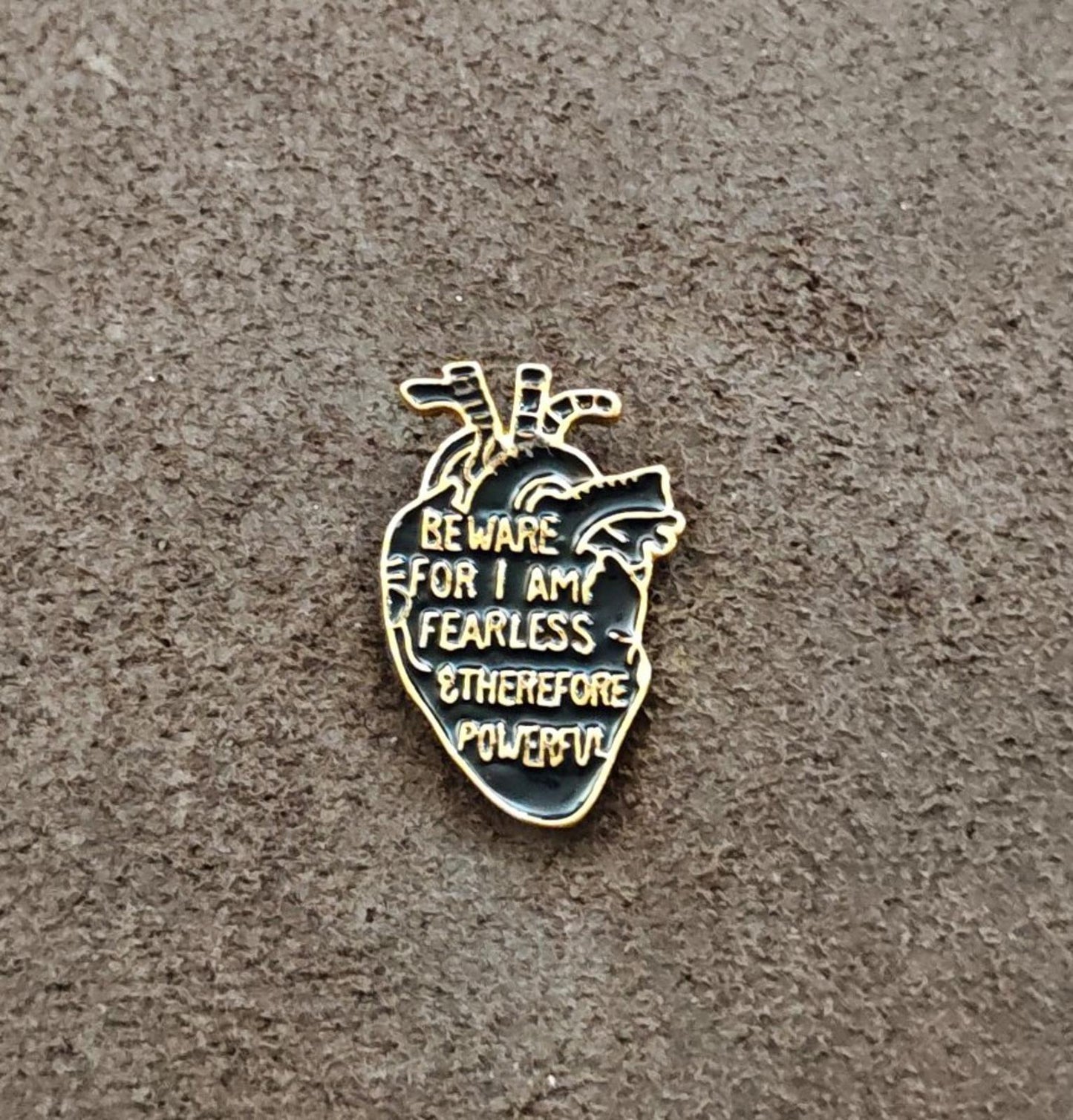 Frankenstein Anatomical Heart Gold Tone Enamel Pin Gothic Literature Collection