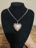 Vintage Style Silver Tone Puffy Heart Pendant Necklace